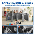 wanan Kids Couch 13PCS, Modular Kids Play Couch for Playroom Bedroom, 13 in 1 Multifunctional Kid Sofa for Playing, Creativing, Sleeping, Indoor Toddler Couches for Boys and Girls(Grey)