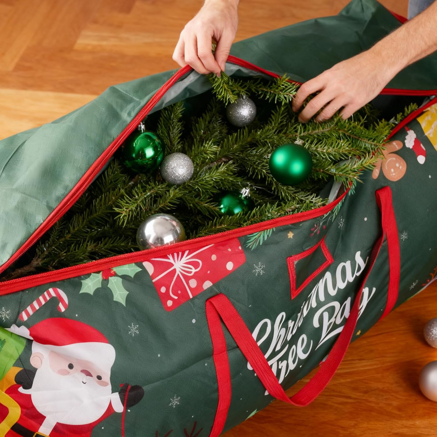 Christmas Tree Storage Bag: Oxford Fabric Tree Bag Fits up to 7.5 ft Tall Christmas Artificial Tree with Wide Opening Dual Zippers Waterproof Protects from Moisture Dust