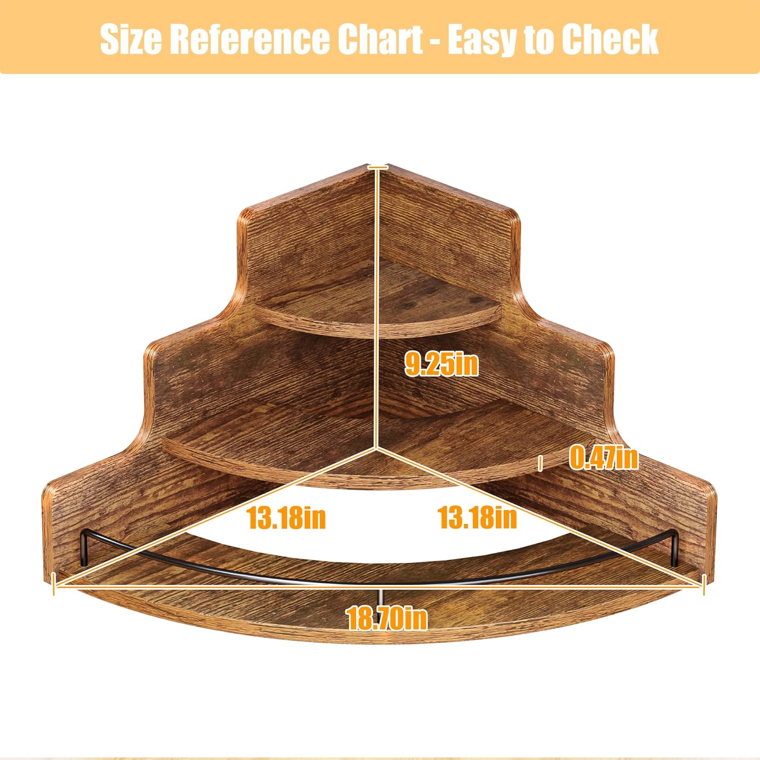 KLM Liquor Bottle Display Corner Shelf, Coffee Syrup Rack Organizer, 3 Step Countertop Liquor Wine Rack, mini bar, Liquor Cabinet, Home Retro Bar Shelf Stand for Liquor Whiskey. (Brown)