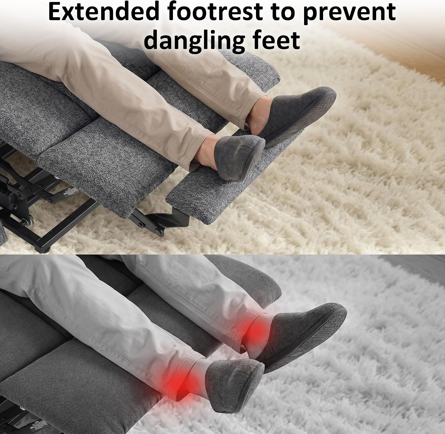 MCombo Power Lift Recliner Chair for Elderly, Electric Lift Chair with Extended Footrest, USB Ports, Cup Holders, Fabric 7287 (Dark Gray, Medium)