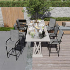 Sundale Outdoor Metal Bar Stool Set of 2, Counter Height Patio Pub Chair with Back, Quick Dry Breathable Sling Tall Barstool for Deck Balcony, Steel - Gray