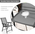 S AFSTAR Patio Chairs Set of 4, Outdoor Folding Dining Chairs with Armrests, Foldable Porch Chairs for Lawn Deck Backyard, Folding Chairs for Adults (Gray)