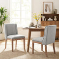 MALOL Dining Chair Set of 2, Fabric Upholstered Kitchen Side Chairs with Wooden Legs for Kitchen & Restaurant Use, LightGrey