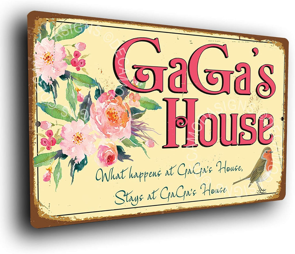 Gift for GaGa, GaGa's House Sign, GaGa Gifts, Gift Ideas, GaGa, Durable Signs, GaGa's House Signs, UV Protected Printed Brushed Aluminum, GaGa's House, Matt Finish, 12 x 8 inches
