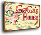 Gift for GaGa, GaGa's House Sign, GaGa Gifts, Gift Ideas, GaGa, Durable Signs, GaGa's House Signs, UV Protected Printed Brushed Aluminum, GaGa's House, Matt Finish, 12 x 8 inches