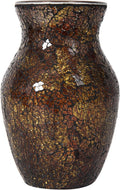 Mosaic Glass Flower Vase for Home Decor, Handmade Glass Vases for Living Room, Kitchen, Wedding, Office (Brown, 5 * 8 Inch)