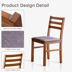 Livinia Seattle Modern Farmhouse Kitchen Dining Room Chair Set of 4, Solid Wood Fabric Upholstered Cushion Seat Wood Ladder Back Chairs (Antique)