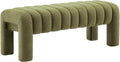 43.3" Dining Room Bench, Green Tufted Upholstered End of Bed Bench, Modern Entryway Ottoman Window Seat with Solid Wood Legs and Padded Seat for Bedroom, Hallway and Living Room (Boucle)