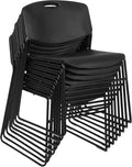 Romig Zeng 400lb Capacity Armless Stackable Chair – Ultra-Compact, Heavy-Duty Metal Frame with Durable Plastic Seat, Space-Saving & Versatile for Offices, Classrooms & Events (Black, 8 Pack)