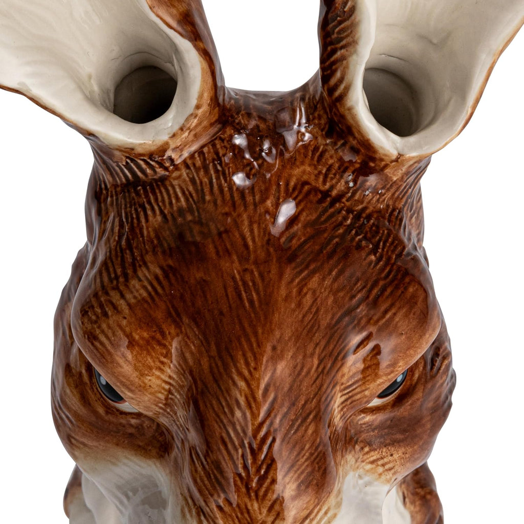 Creative Co-Op Hand-Painted Decorative Stoneware Rabbit Vase, Brown and White