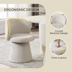 Swivel Dining Chair, Chenille Upholstered Barrel Accent Chair with 360° Swivel, Armless Vanity Chair for Makeup Room, Bedroom,Beige