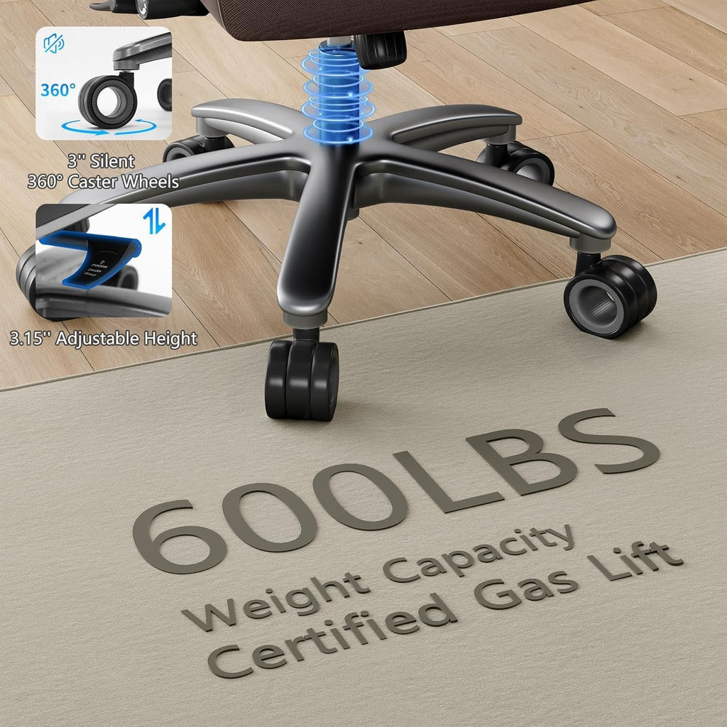 Big and Tall Office Chair with 5D Arms, Fabric & PU Leather Heavy Duty Desk Chair, Adjustable Lumbar Support & Height, Tilt Function, High Back Ergonomic Executive Computer Chair