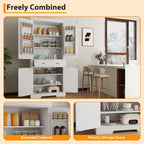 GAOMON 72in Tall Kitchen Pantry Cabinet, Farmhouse Large Cupboard Storage Cabinet with Adjustable Shelves 6 Door Racks for Living Dining Room Laundry,White