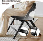 Wood Folding Chairs Set of 2, Upholstered Foldable Dining Chairs with Padded Seat and Backrest, Portable Accent Chairs for Kitchen, Dining Room, Apartment, Office, Guest Seating, Black