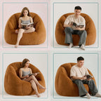 Gericco Swivel Giant Bean Bag Chair for Adults - Comfy Plush Round Shell Soft Accent Chair, Oversized Cozy Floor Sofa for Living Room, Bedroom & Game Rooms, Orange