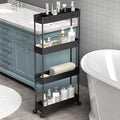 SPACELEAD Slim Storage Cart 4 Tier,Bathroom Organizer Rolling Utility,Mobile Shelving Unit Slide Out for Office, Kitchen, Laundry Room & Narrow Places,Black
