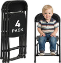 4 Pack Kids Black Plastic Folding Chair with Metal Frame for Toddler&Children, Lightweight and Stackable Foldable Seats for Indoor, Outdoor, Classrooms, Desks, Parties, Events