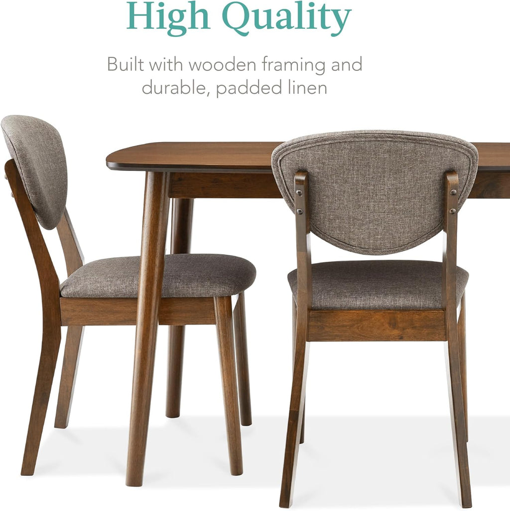 Best Choice Products 5-Piece Dining Set, Compact Mid-Century Modern Table & Chair Set for Home, Apartment w/ 4 Chairs, Padded Seats & Backrests, Wooden Frame - Walnut/Light Gray