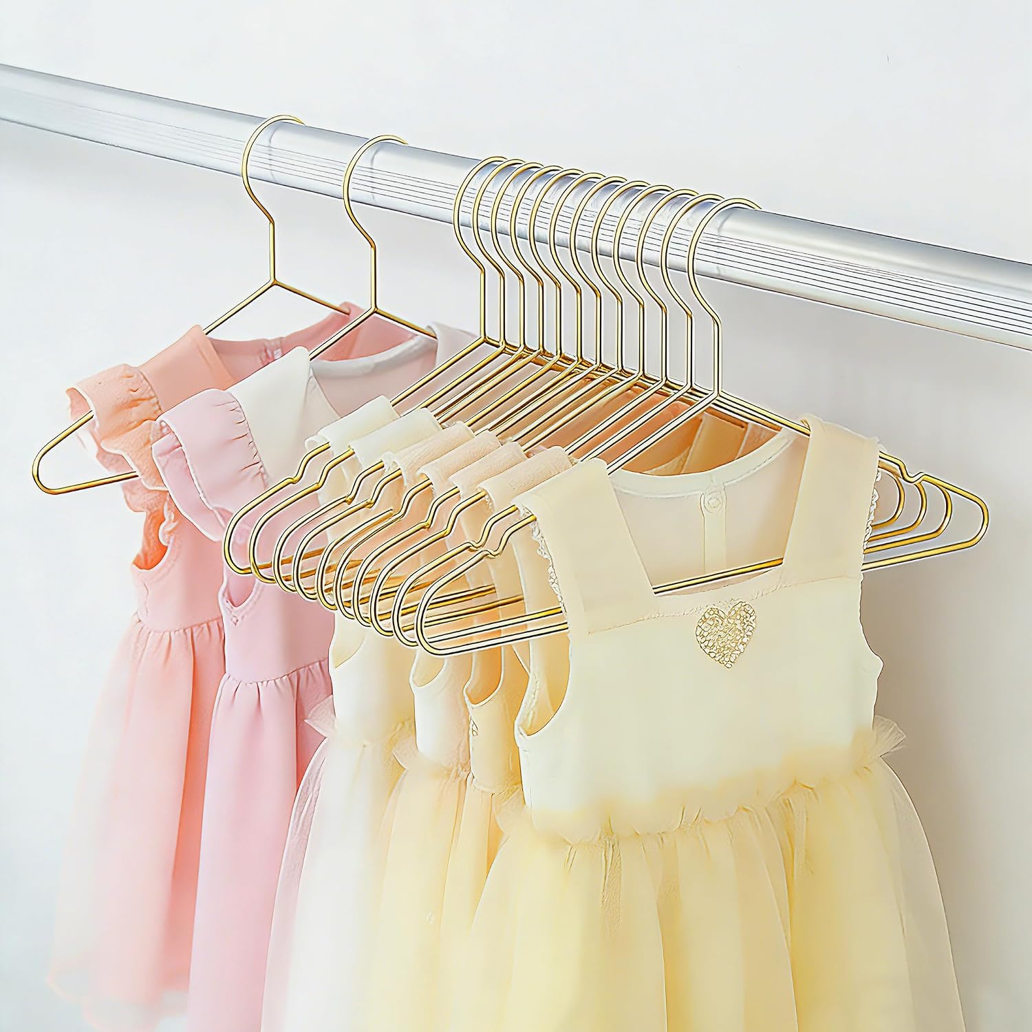 Gold Kids Wire Hangers 30 Pack,12.6 Inch Baby Strong Metal Hanger,Heavy Duty Metal Child Wire Hanger for Closet,Children's Gold Hangers