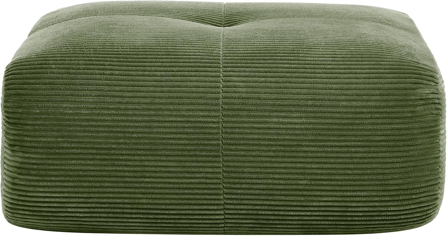 SoarFlash Corduroy Sectional Sofa Ottoman,Green