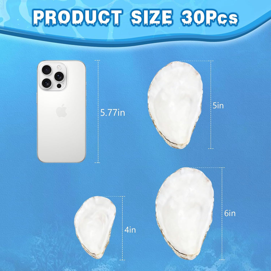30Pcs 4"-5" Concave Oyster Shells for Crafts Natural Large Oyster Shells for DIY Crafting Christmas Ornaments Decoupage Beach Decor Arts and Bulk Clam Shells Sea Shells for Crafts