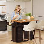 DHH Rolling Kitchen Island with Drop Leaf Countertop&Ample Storage - 39.4" Small Mobile Kitchen Cart On Wheels with Sliding Door,Drawers,Spice Rack & 2-Tier Storage (Dark Walnut)