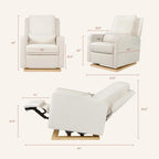 Babyletto Sigi Electronic Power Recliner and Glider with USB Port in Ivory Boucle with Light Wood Base, Greenguard Gold and CertiPUR-US Certified