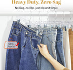 HOUSE DAY 200 Pack Pants Hangers with Adjustable Clips and 360° Swivel Hook, Non-Slip Clear Plastic Skirt Hangers for Pants, Jeans, Skirts, Trousers, Bulk Hangers for Closet Organization
