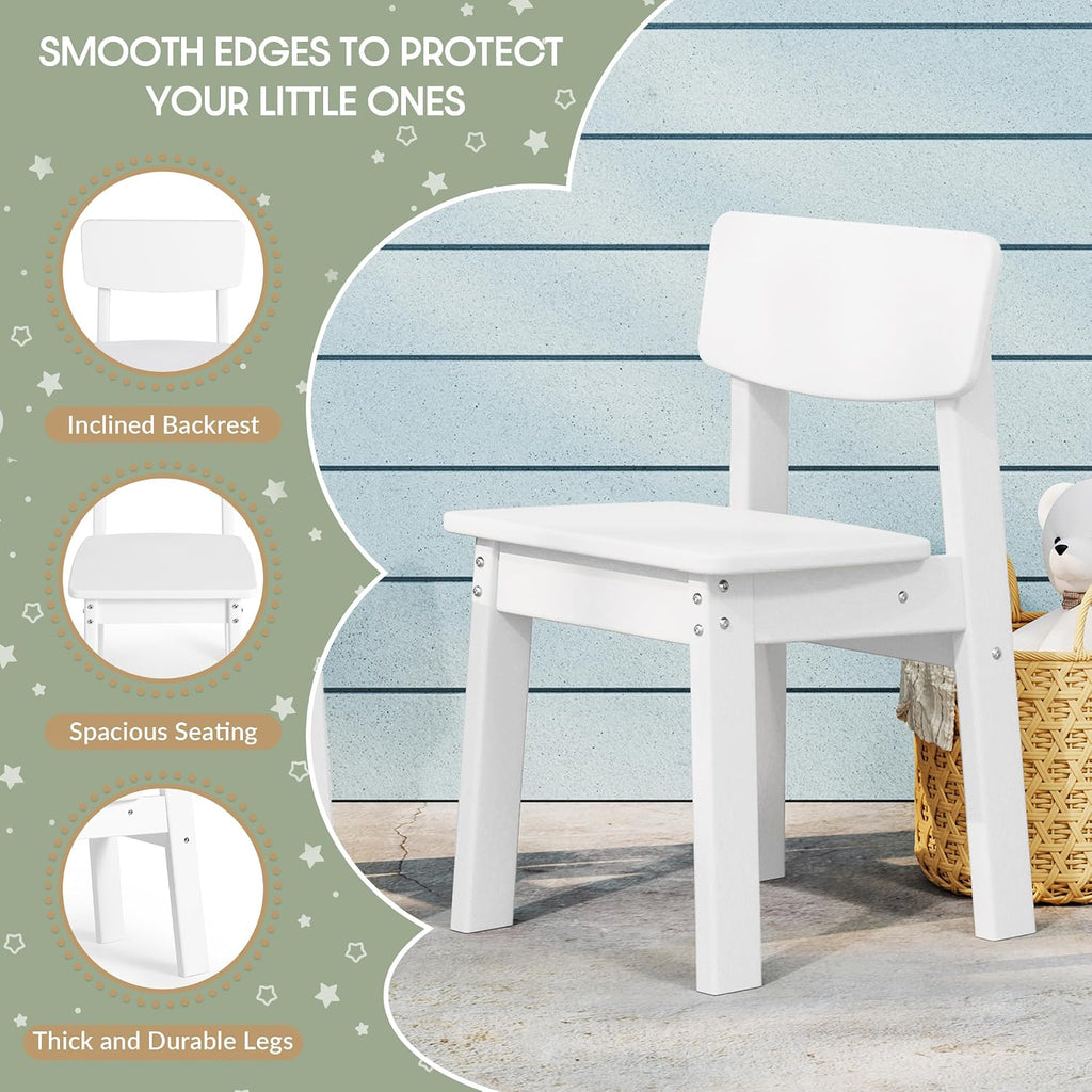 WestinTrends Tiny Terraces Outdoor HDPE Kids Modern Plastic Toddler Dining Chairs (Set of Two), White