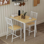 3-Piece Dining Table Set for 2, Space-Saving Kitchen Table Set for Small Spaces, Industrial Breakfast Table for Apartment, Studio & Nook, Natural Wood & Metal,Natural