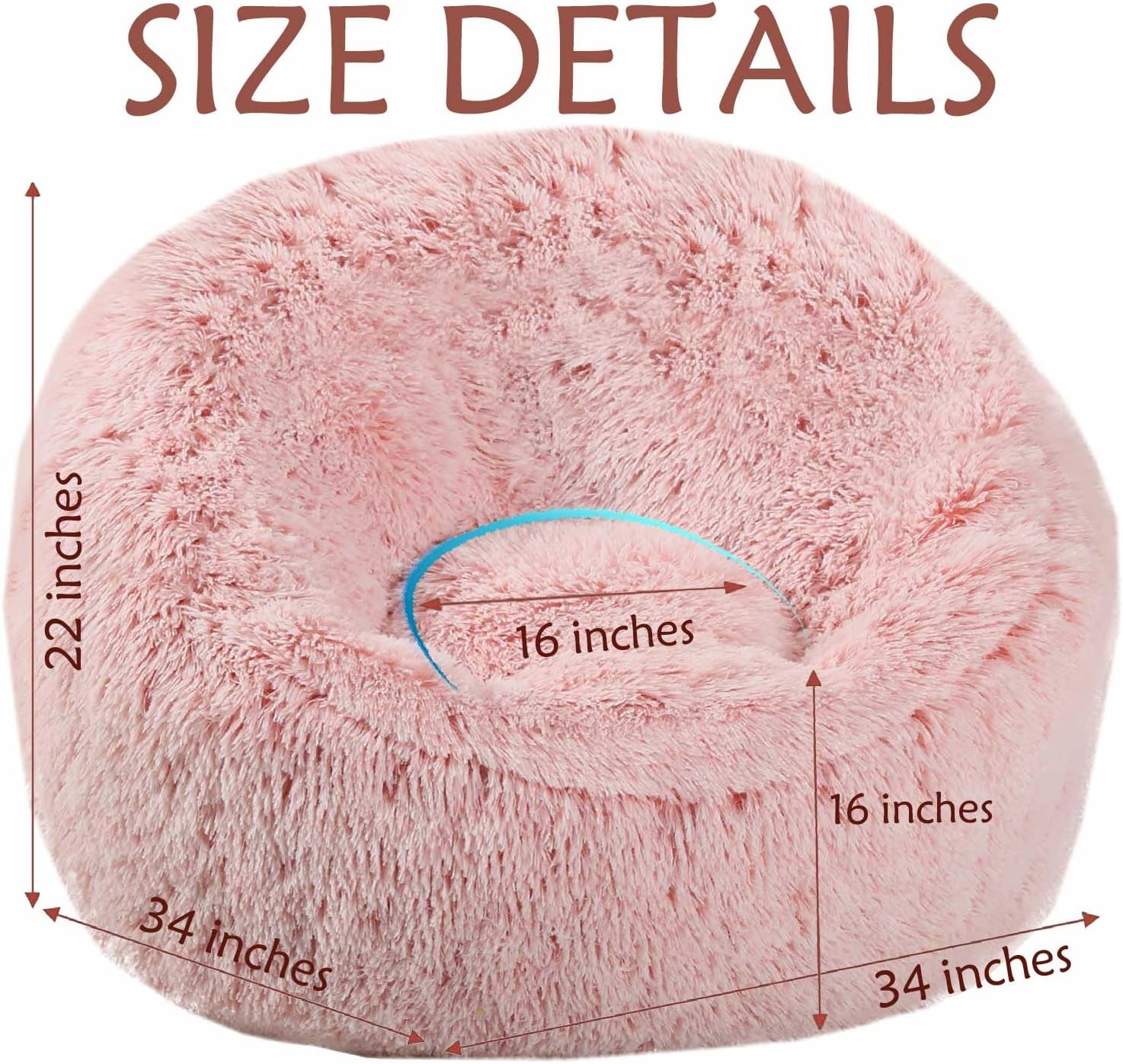 Plush Faux Fur Bean Bag Chairs, Memory Foam Filled Sofa Chair Shape Bean Bag for Adults/Teens/Kids, Ultra-Soft Lazy Sofa for Living Room Bedroom College Dorm, Pink