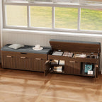 Shoe Bench with Storage, Lift Top Entryway Bench with Hidden Storage, 2-Tier Adjustable Shoe Rack and Cushioned Seat, Wooden End of Bed Bench for Bedroom, Living Room, Hallway, Walnut