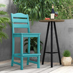 Giantex Outdoor HDPE Bar Stool, Patio Tall Bar Chair with Backrest and Footrest, 30 Inches Counter Height Barstools for Garden, Backyard, Weather Resistance, Easy Maintenance(2, Turquoise)