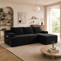 Boneless Couch Comfy Sectional Couches for Living Room,U Shaped Modular Cloud Couch Sofa, Minimalist Modular Sectional Sofa with Deep Seat (Black, 96" L Shaped with Right Facing Chaise)