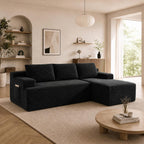 Boneless Couch Comfy Sectional Couches for Living Room,U Shaped Modular Cloud Couch Sofa, Minimalist Modular Sectional Sofa with Deep Seat (Black, 96" L Shaped with Right Facing Chaise)