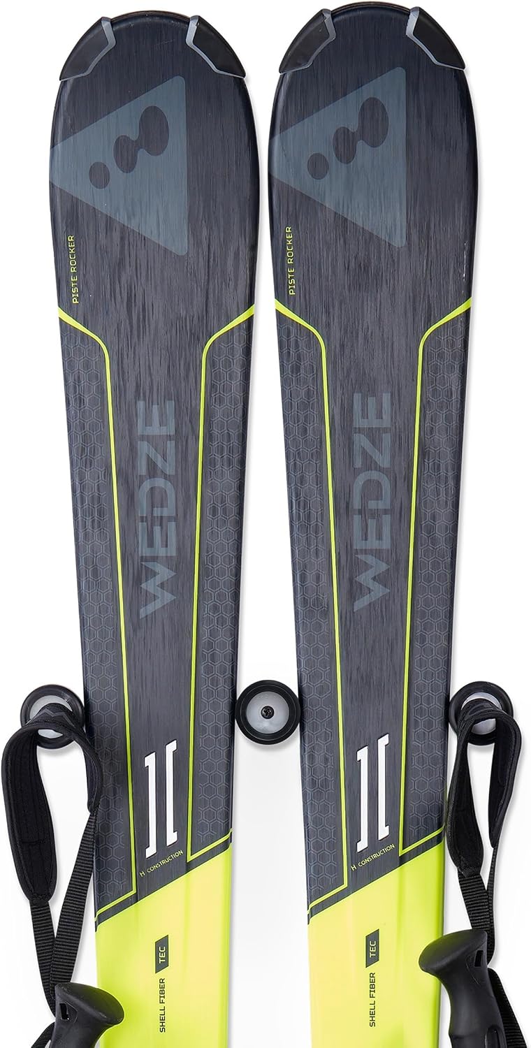 Arkorus Ski Wall Mount Hanger – Edge-Safe Skis Storage, Modern Floating Vertical Rack, Clip Hook Gravity Grip Holder to Securely Store, Hang & Display for Skiing, Gear Organizer
