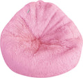 Bean Bag Stuffed Animal Storage Chair Cover (No Filler) for Kids and Adults. Extra Large Bird's Nest Beanbag Memory Foam Soft Premium (Light Pink (Faux Fur), 3ft (Cover Only))