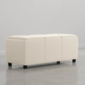 SIMPLIHOME Avalon Storage Ottoman - 42 inch Wide Upholstered Linen Look Fabric Rectangular Flip-Top Ottoman in Natural Beige, Contemporary Coffee Table Ottoman for Living Room with Hidden Storage