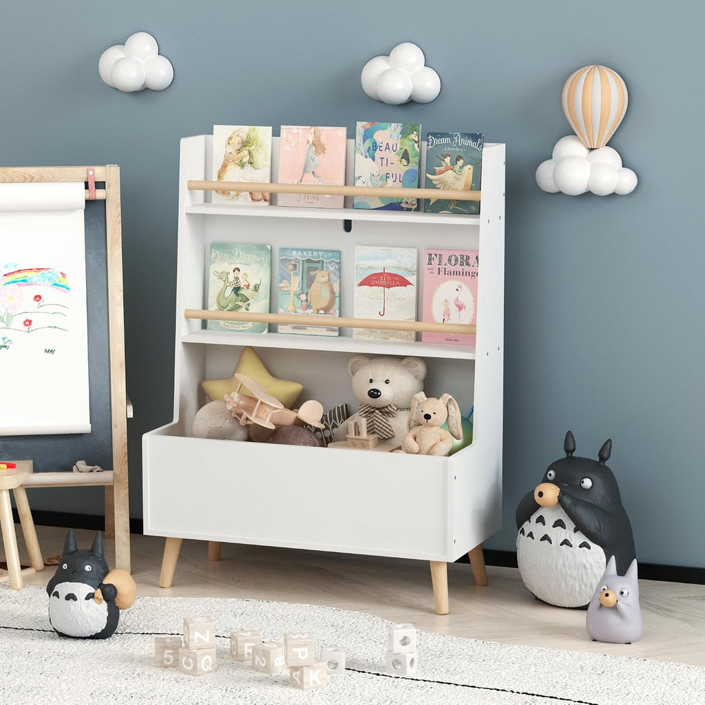 Bookshelf, Book and Magazine Rack, Book Organizer, Toy Storage Cabinet Organizer, White