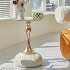 Light Luxury Coffee Table Living Room Metal Moving knickknacks Bedroom nightstand Creative Sofa Side Several Balconies Round Table Italian-Style Telephone Table (White)