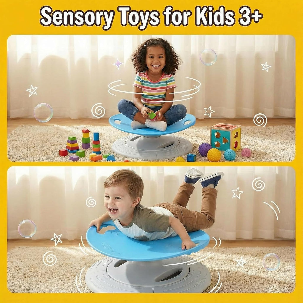 UBRAVOO Spinning Chair for Autistic Kids, Sensory Spinning Chair, Sensory Toys Gifts for Kids with Autism & ADHD, Sit and Spin Toys for 3+ Years (Blue)