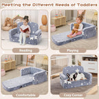 Foryoomi Extra Wide Kids Couch, 2-in-1 Soft Couch with Blanket, Glow in The Dark, Comfy Chair with Cloud Pillow, Convertible Sofa, Star