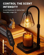 Candle Warmer Lamp with Timer, Dimmable Wax Melt Lamp for Jar Candles, Lightweight Polycarbonate (PC) Shade Lamps Adjustable Height, Modern Electric Warmer Home Decor, Gifts for Mom Fathers 2 Bulbs