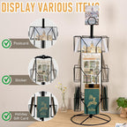 ANBOXIT Greeting Card Display Stand Rotating Rack Holder, for Postcard Sticker Retail, Metal Black, 12 Display Pockets