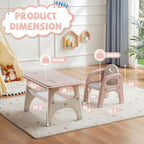 DOREROOM Kids Table and Chair Set, Plastic Children Activity Table with 2 Chairs, Toddler Table and Chair Set for Reading, Drawing, Snack Time, Arts Crafts, Preschool, Gift for Boys Girls