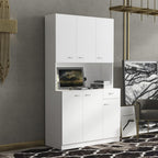 70.87" Tall 6-Door Kitchen Pantry Cabinet with Drawer & Open Shelf, Freestanding Storage Cupboard with Fixed Shelves for Kitchen, Dining Room, Laundry Room(White)
