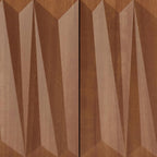 60" Contemporary Geometric Sideboard Buffet with 3D Triangular Doors & Floating Base, Light Walnut Credenza Storage Cabinet for Living Room Kitchen Entryway