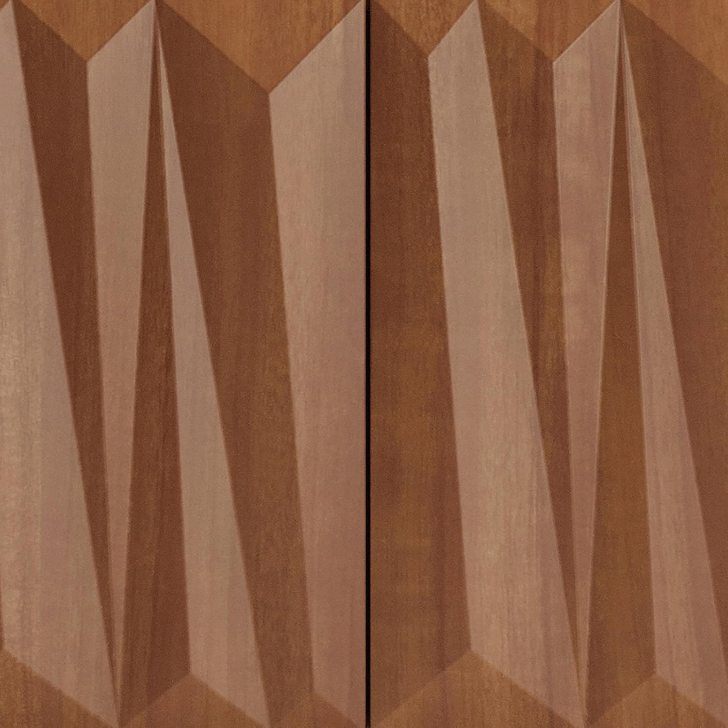 60" Contemporary Geometric Sideboard Buffet with 3D Triangular Doors & Floating Base, Light Walnut Credenza Storage Cabinet for Living Room Kitchen Entryway