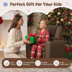 HONEY JOY Kids Recliner, 2-in-1 Toddler Armrest Sofa Couch with Cup Holders, Adjustable Footrest, PU Leather, Child-Size Recliner Chair for Boys Girls Age 3+ (Brown)