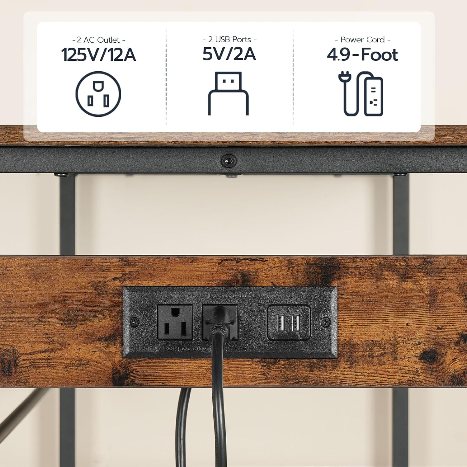 HOOBRO Kitchen Island with Storage, Kitchen Island Table with Power Outlet, 47.2" L 3 Tier Kitchen Counter and Microwave Stand, for Home, Kitchen and Dining Room, Rustic Brown and Black BF120UZD01